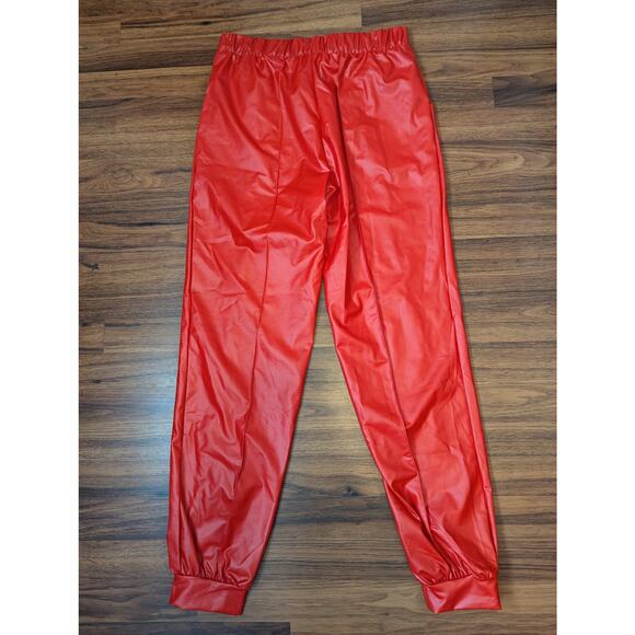 K Too Red Faux Leather Joggers- Size Large- - Picture 7 of 7
